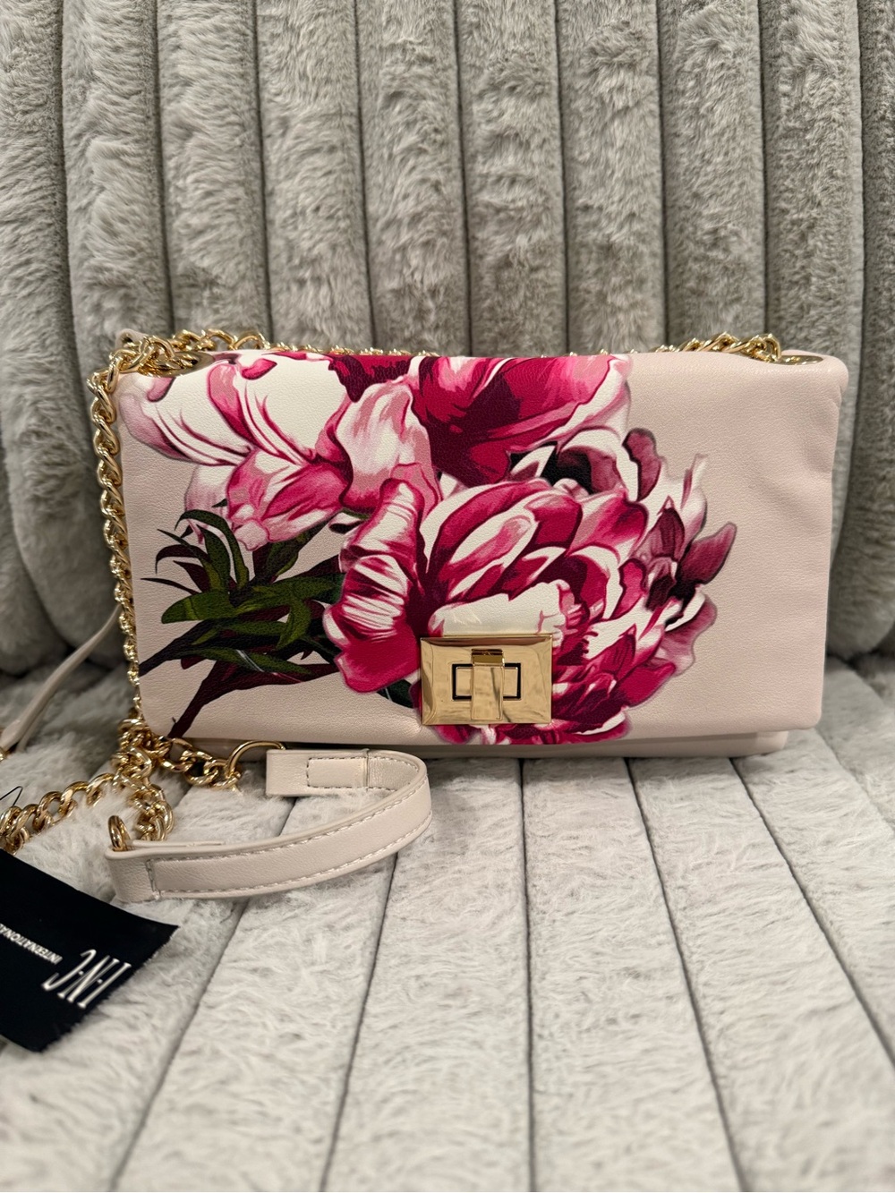 INC International Concepts Floral Crossbody Bag in White and Pink - Picture 2 of 4